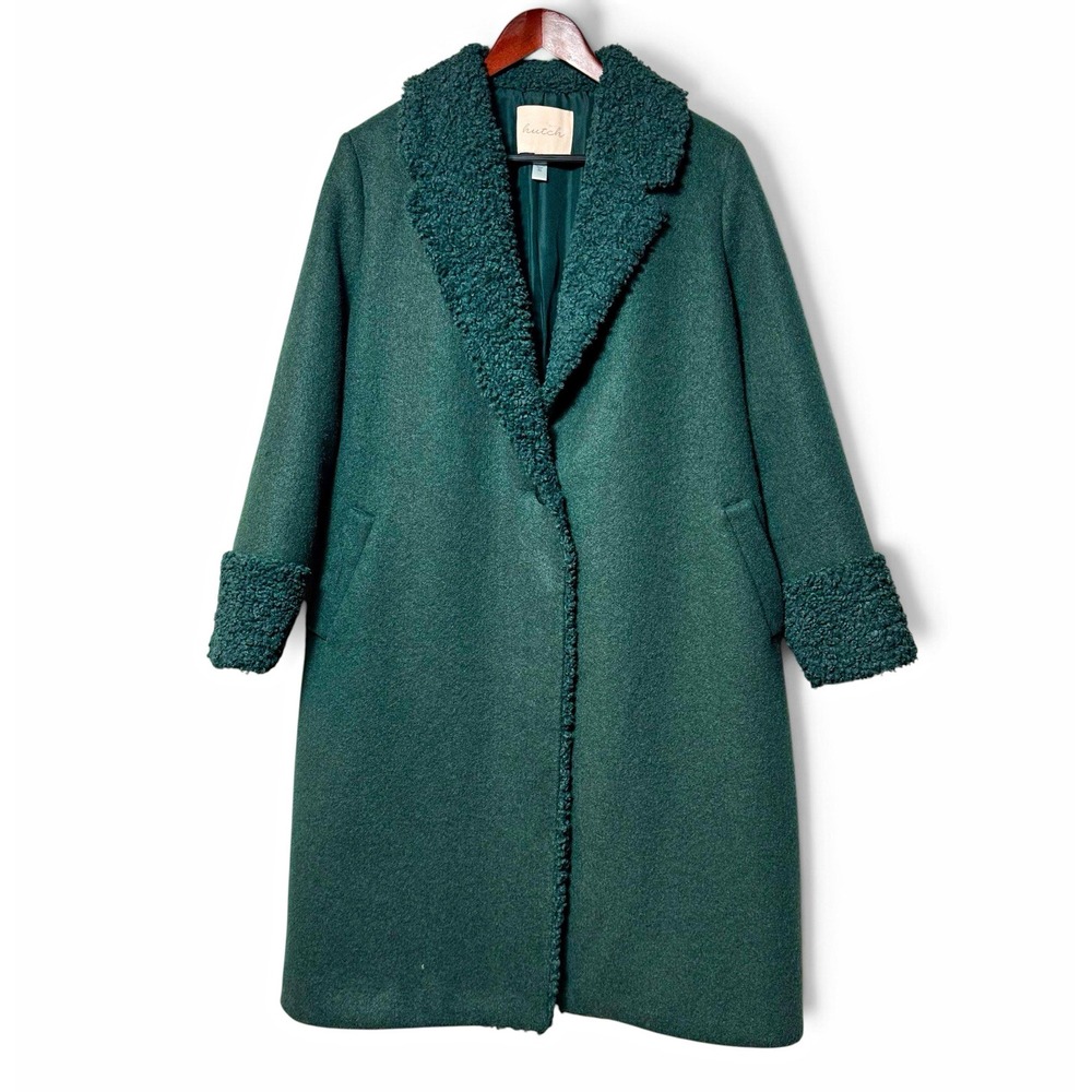 Hutch Anthropologie Green Boucle Sherpa Trim Long Overcoat S Whimsigoth Mob Wife